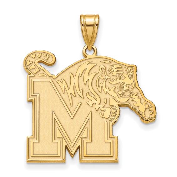 14k Yellow Gold University of Memphis Tigers Logo Pendant 1in