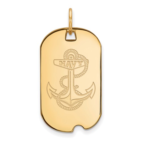 14k Yellow Gold United States Navy Anchor Small Dog Tag