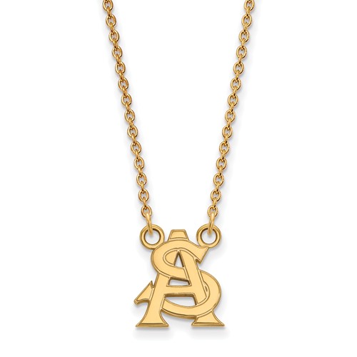 Arizona State University AS Pendant on Necklace 14k Yellow Gold