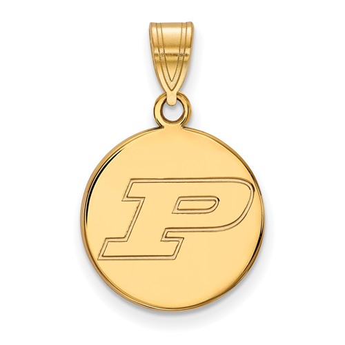 10k Yellow Gold Purdue University Round Pendant 5/8in