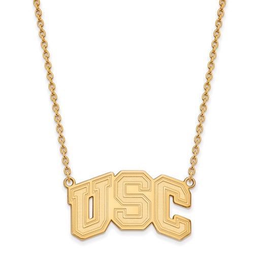 14k Yellow Gold USC Trojan Pendant with 18in Chain