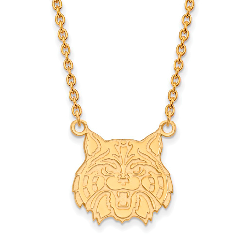 10k Yellow Gold University of Arizona Wildcat Pendant with 18in Chain
