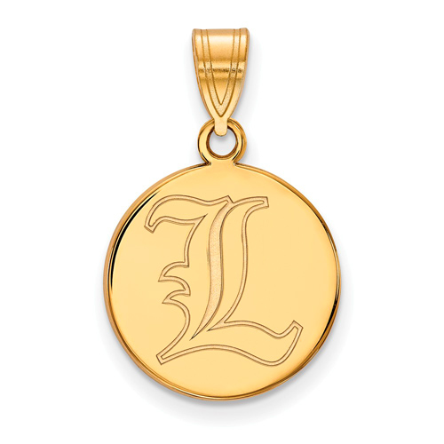 10k Yellow Gold 5/8in University of Louisville L Round Pendant
