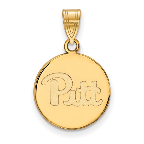14k Yellow Gold 5/8in University of Pittsburgh Pitt Disc Pendant