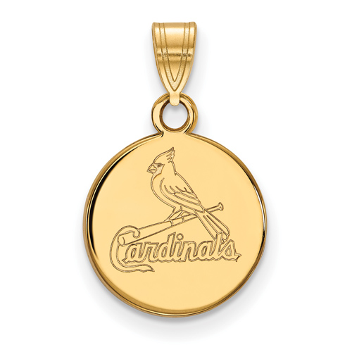 14kt Yellow Gold 1/2in St. Louis Cardinals Disc Pendant