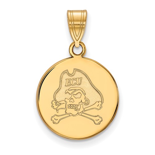 East Carolina University Disc Pendant 5/8in 10k Yellow Gold