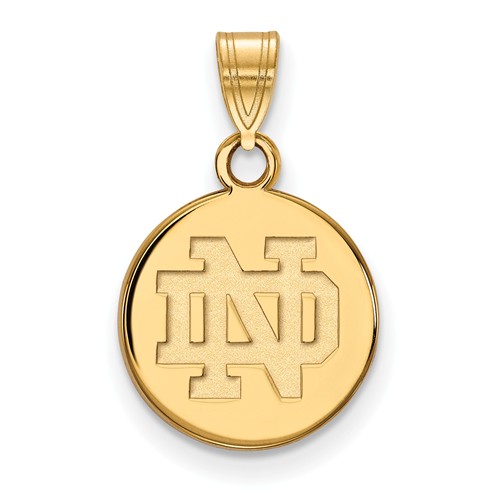 14k Yellow Gold 1/2in University of Notre Dame Disc Pendant