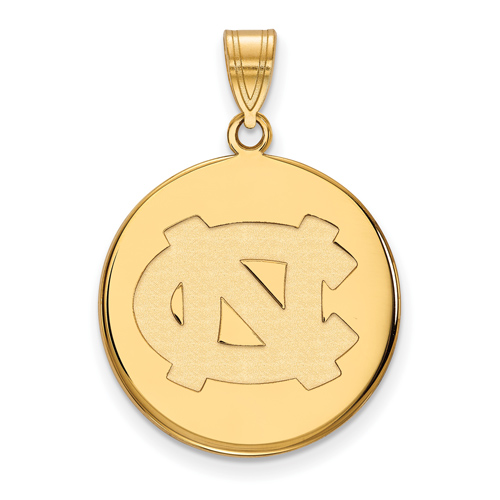 14kt Yellow Gold 3/4in University of North Carolina NC Disc Pendant