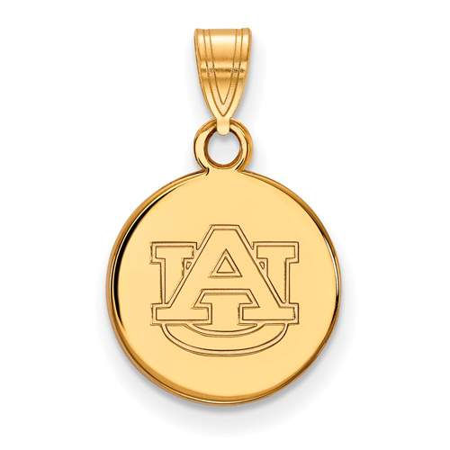 14kt Yellow Gold 1/2in Auburn University Disc Pendant
