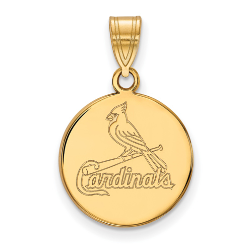 14kt Yellow Gold 5/8in St. Louis Cardinals Disc Pendant