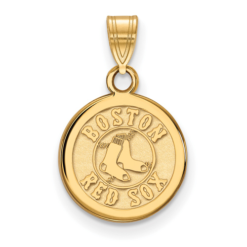14kt Yellow Gold 1/2in Boston Red Sox Disc Pendant