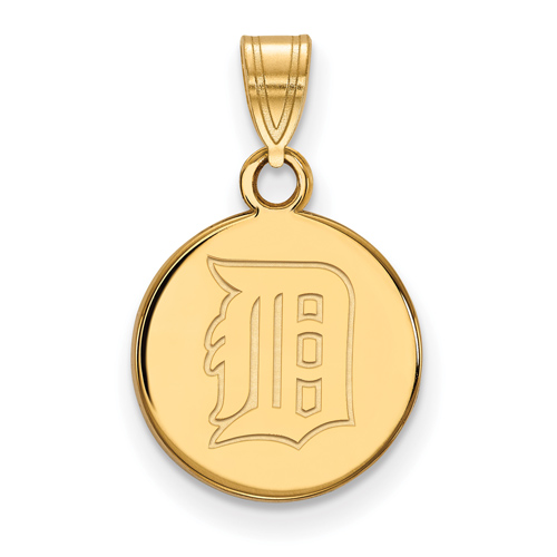 14kt Yellow Gold 1/2in Detroit Tigers Disc Pendant