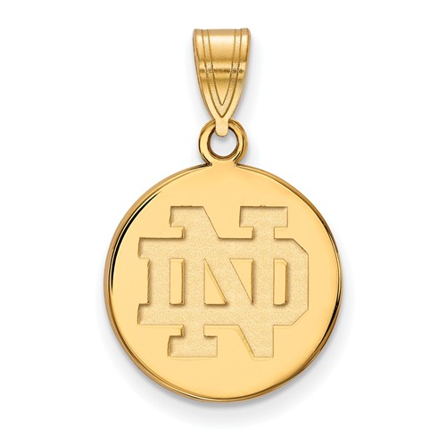 14k Yellow Gold 5/8in University of Notre Dame Round Pendant