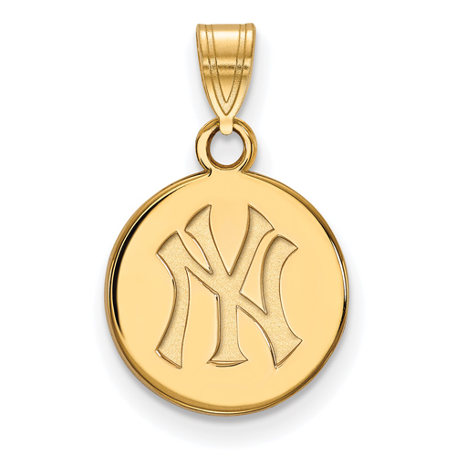 14kt Yellow Gold 1/2in New York Yankees Disc Pendant