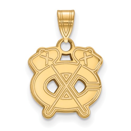 Chicago Blackhawks C Logo Pendant 1/2in 14k Yellow Gold