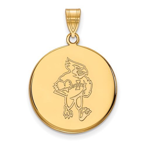 Iowa State University Cy Round Pendant 3/4in 10k Yellow Gold