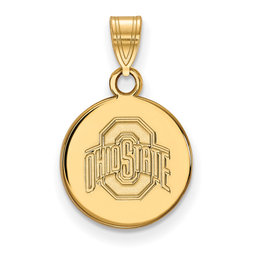 14kt Yellow Gold 1/2in Ohio State University Logo Disc Pendant