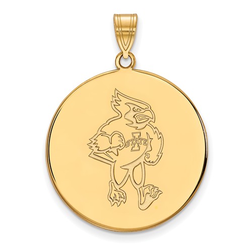 10k Yellow Gold 1in Iowa State University Round Pendant