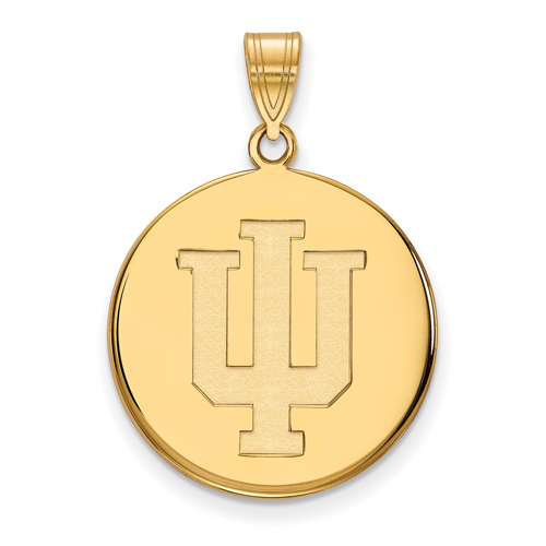 10kt Yellow Gold 3/4in Indiana University Logo Disc Pendant