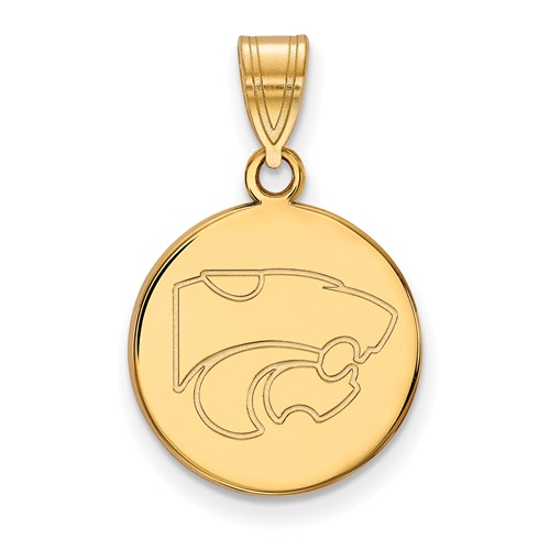 Kansas State University Disc Pendant 5/8in 14k Yellow Gold