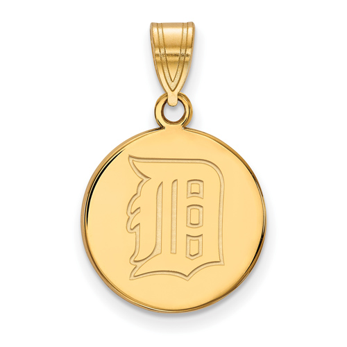 14kt Yellow Gold 5/8in Detroit Tigers Disc Pendant