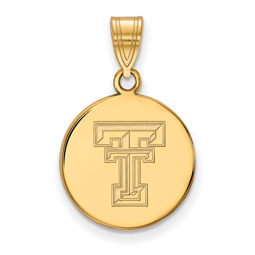 14kt Yellow Gold 5/8in Texas Tech University Disc Pendant 4Y039TXT