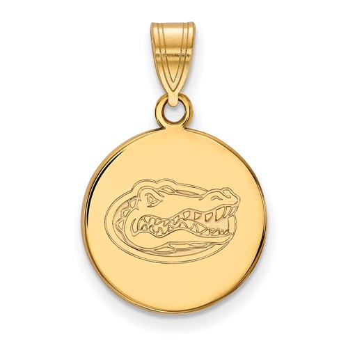 10kt Yellow Gold 5/8in University of Florida Gator Head Disc Pendant
