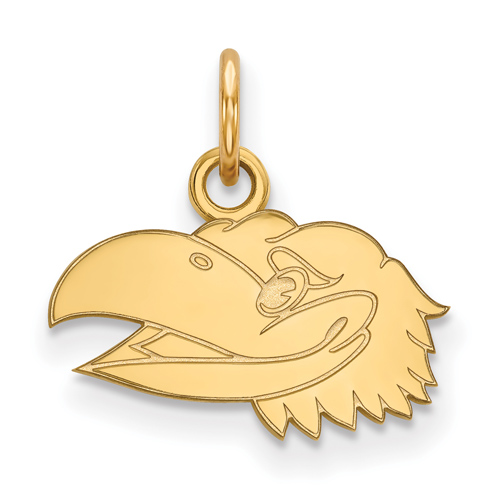 10kt Yellow Gold 3/8in University of Kansas Jayhawk Face Charm