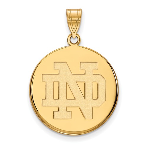 14k Yellow Gold 7/8in University of Notre Dame Round Pendant