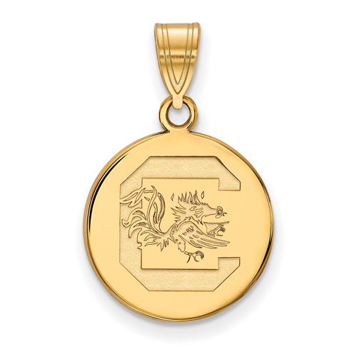 14kt Yellow Gold 5/8in University of South Carolina Disc Pendant
