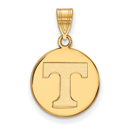 14kt Yellow Gold 5/8in University of Tennessee T Disc Pendant