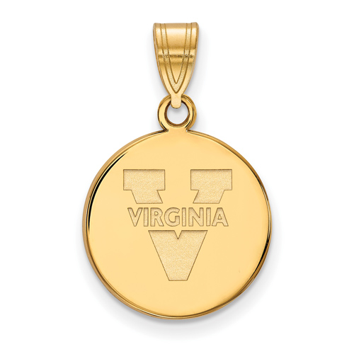 10kt Yellow Gold 5/8in University of Virginia Disc Pendant