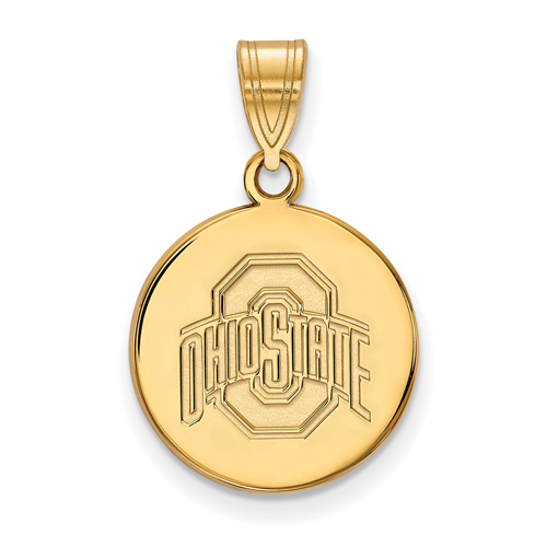 14kt Yellow Gold 5/8in Ohio State University Disc Pendant