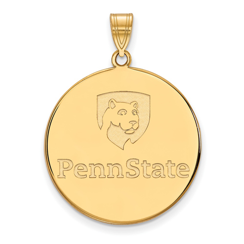 14kt Yellow Gold 1in Penn State University Round Lion Shield Pendant