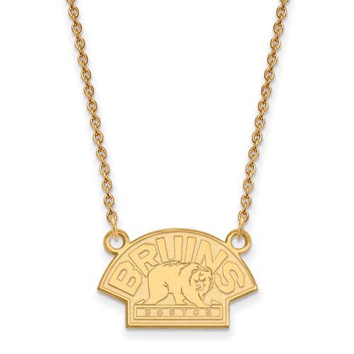 14k Yellow Gold Small Boston Bruins Pendant with 18in Chain