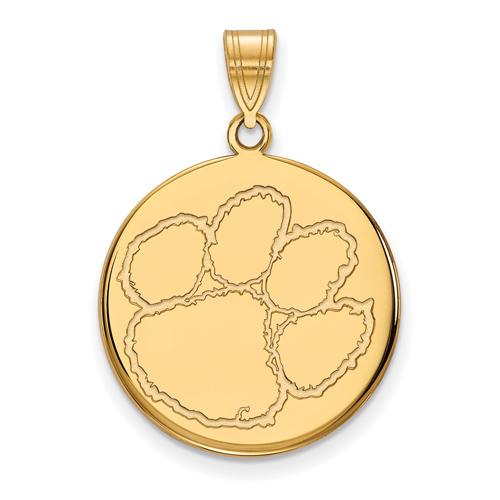 14kt Yellow Gold 3/4in Clemson University Round Pendant