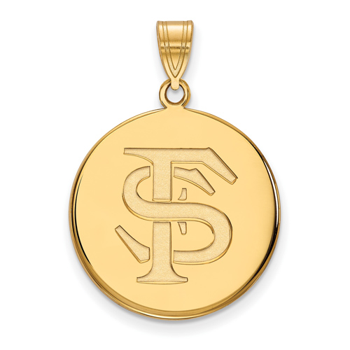 14kt Yellow Gold 7/8in Florida State University FS Disc Pendant