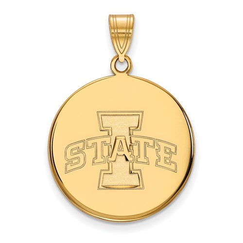 Iowa State University Disc Pendant 3/4in 10k Yellow Gold
