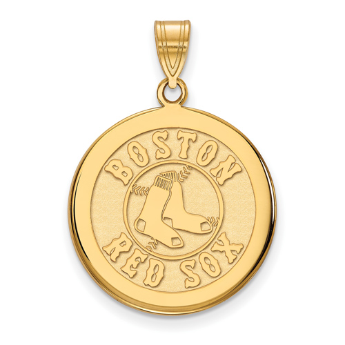 10kt Yellow Gold 3/4in Boston Red Sox Disc Pendant