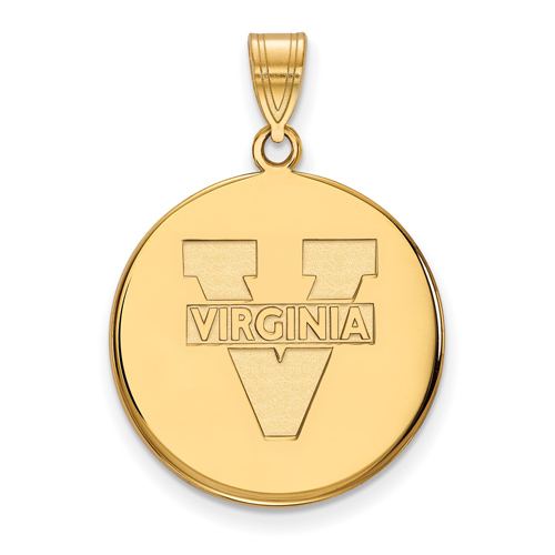 10kt Yellow Gold 3/4in University of Virginia Disc Pendant