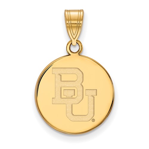 14k Yellow Gold 5/8in Baylor University Round Pendant
