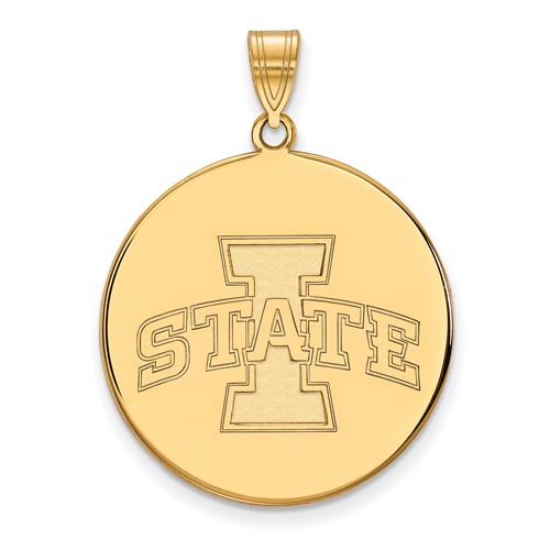Iowa State University Disc Pendant 1in 14k Yellow Gold