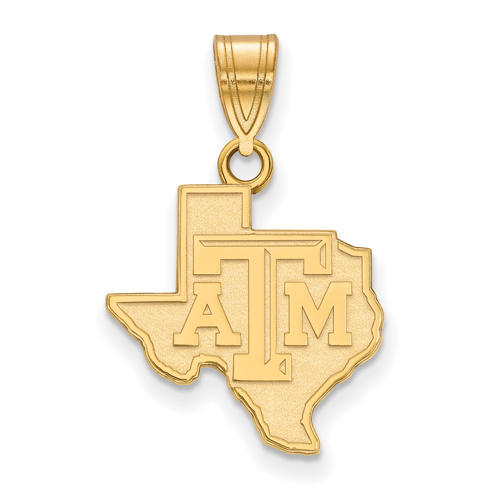 14kt Yellow Gold 5/8in Texas A&M University State Outline Pendant