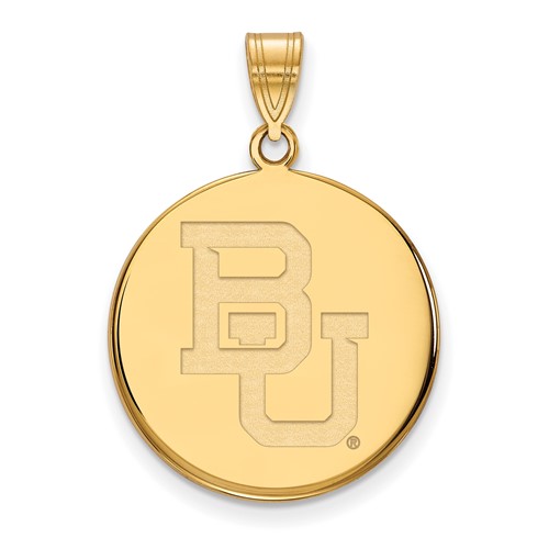 10k Yellow Gold 7/8in Baylor University Round Pendant