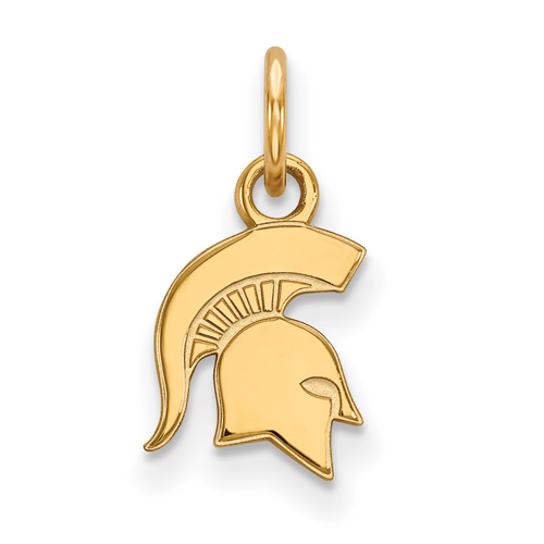 10k Yellow Gold 3/8in Michigan State University Spartan Helmet Pendant