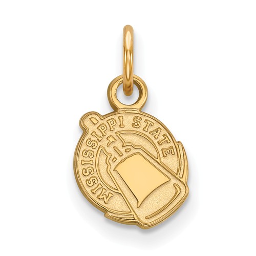 Mississippi State University Cowbell Charm 3/8in 14k Yellow Gold
