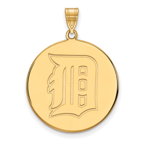 10kt Yellow Gold 1in Detroit Tigers Disc Pendant