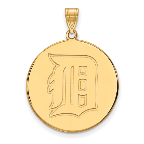 14kt Yellow Gold 1in Detroit Tigers Disc Pendant