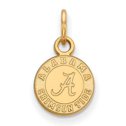 14k Yellow Gold 3/8in University of Alabama Crimson Tide Round Pendant
