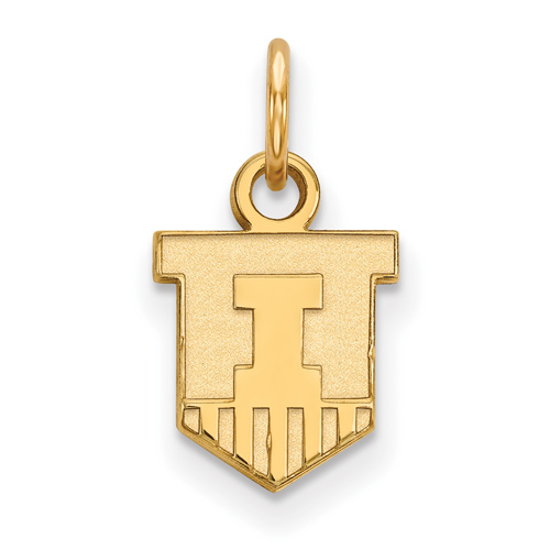 10kt Yellow Gold 3/8in University of Illinois Victory Badge Pendant